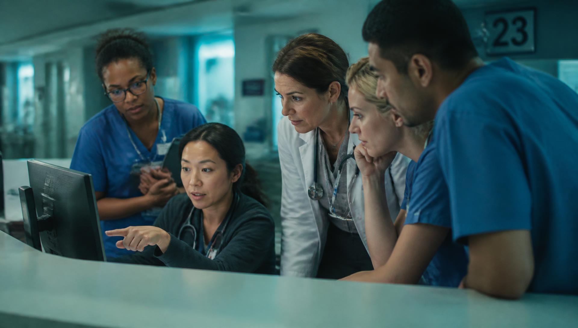Interdisciplinary care team reviewing data