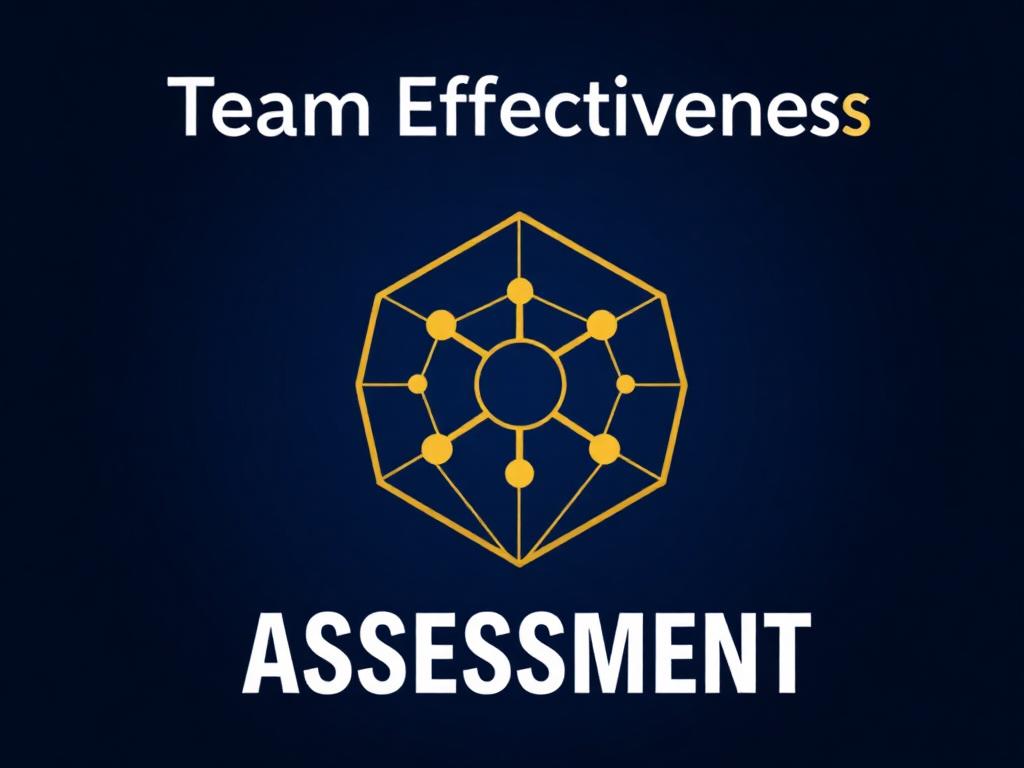 Team Effectiveness Assessment graphic with interconnected gold nodes on navy background.